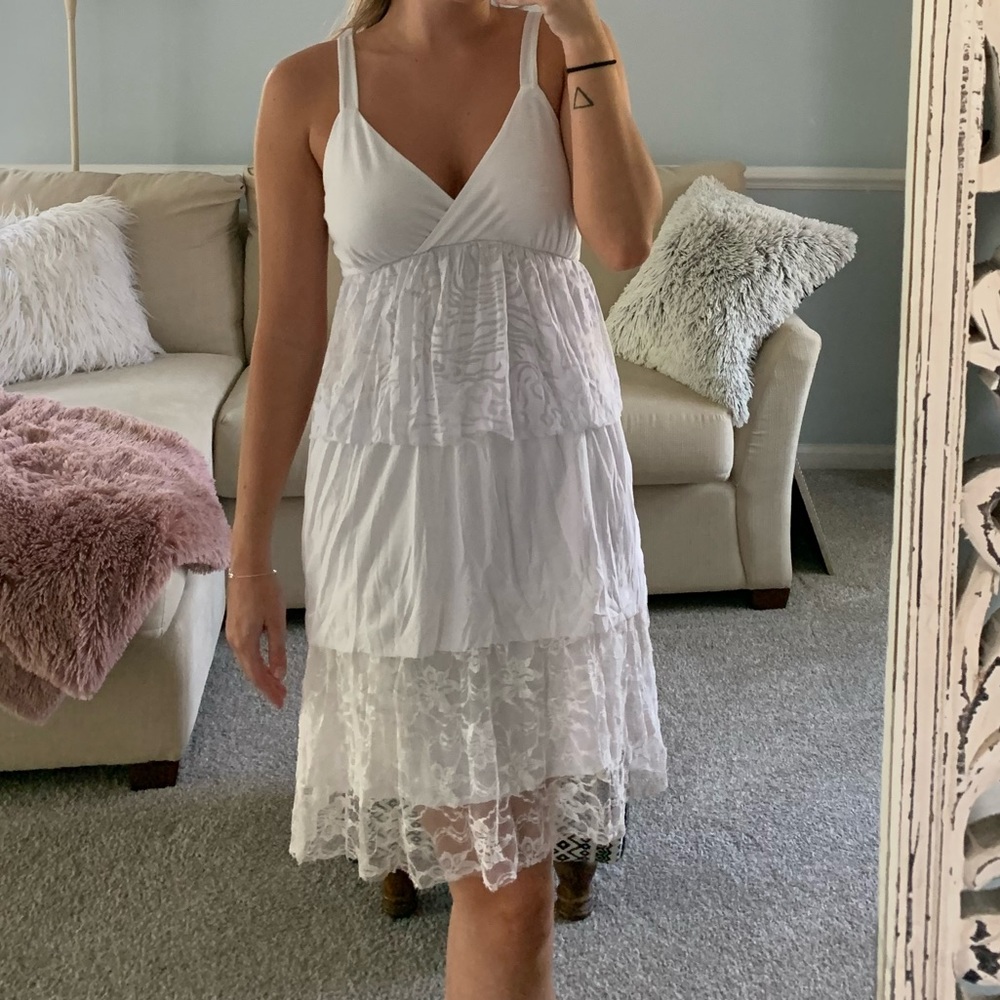 White midi dress